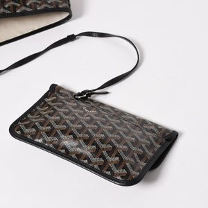 廃盤 激レア GOYARD ゴヤール サンルイ XXL トートバッグ ハンドバッグ PVC レザー ブラック マーカジュ ヘリンボーン 中古 4a003357