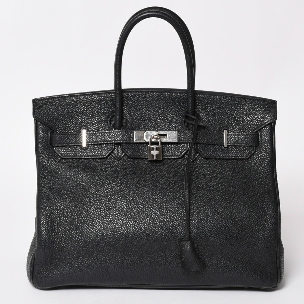 極美品 HERMES エルメス BIRKIN バーキン35 ブラック シルバー金具 トゴ ハンドバッグ □I刻印 中古 4a003283