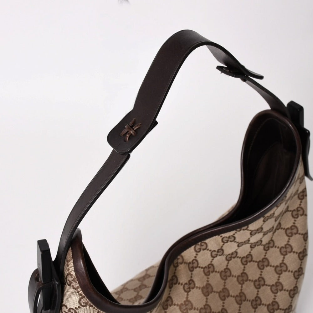 GUCCI Gucci One Shoulder Hobo Bag GG Canvas Semi-Shoulder Shoulder Bag Beige Brown Crescent Moon Shape 300241 Good Condition Used 4a003327