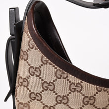 画像をギャラリービューアに読み込む, GUCCI グッチ ワンショルダーホーボーバッグ GGキャンバス セミショルダー ショルダーバッグ ベージュ ブラウン 三日月型 300241 美品 中古 4a003327