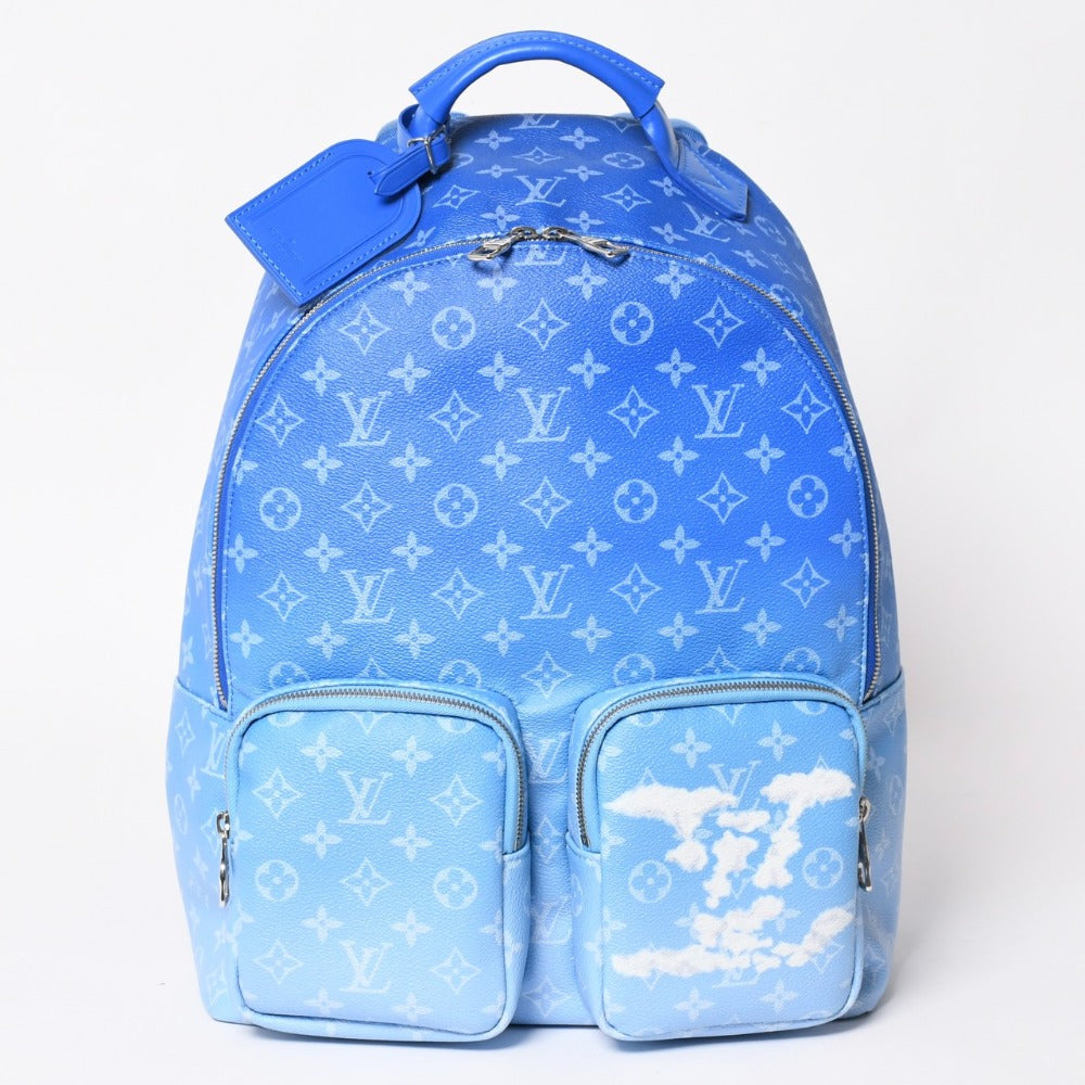 新品同様 LOUIS VUITTON ルイヴィトン バックパック マルチポケット M45441 モノグラムクラウズキャンバス ブルー 中古 4a003355