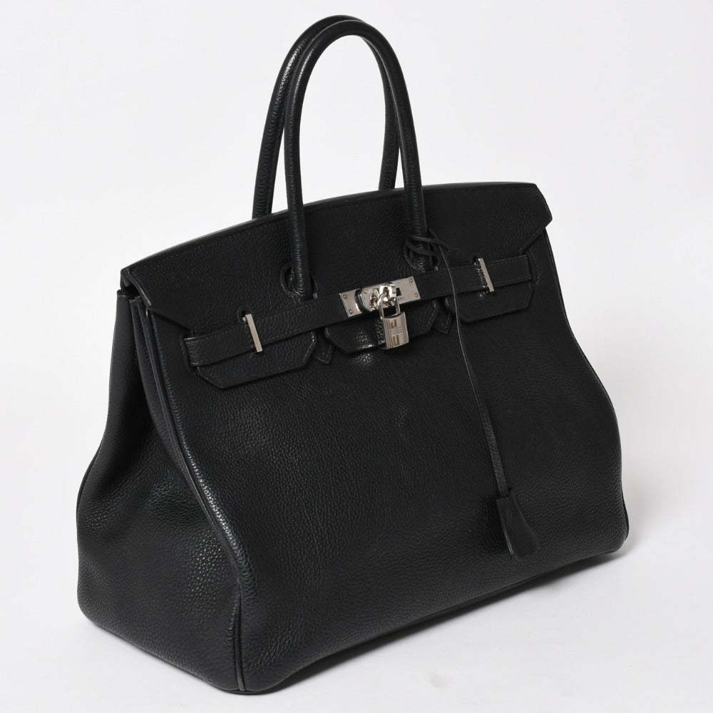 極美品 HERMES エルメス BIRKIN バーキン35 ブラック シルバー金具 トゴ ハンドバッグ □I刻印 中古 4a003283