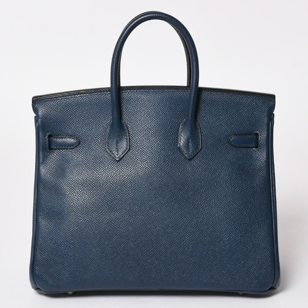 極美品 HERMES エルメス バーキン25 ハンドバッグ ヴォーエプソン◻︎L刻印 ブルードプリュス シルバー金具 中古 4a003363