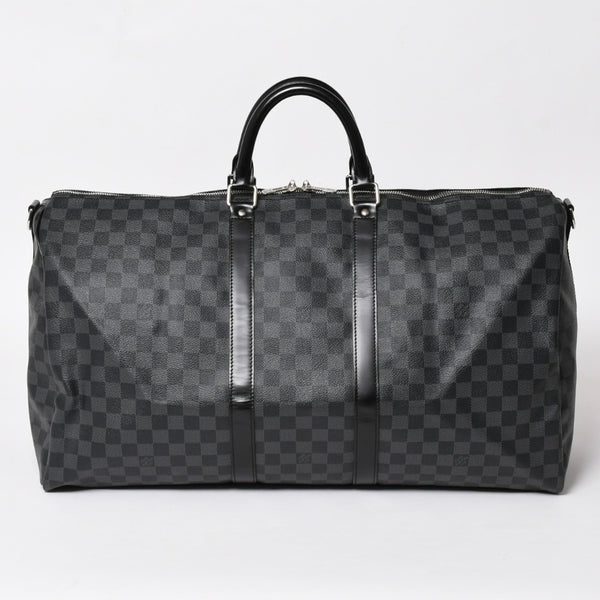 極美品 ルイヴィトン LOUIS VUITTON キーポル バンドリエール 55 ボストンバッグ ダミエ グラフィット ブラック N41413 中古 4a003365