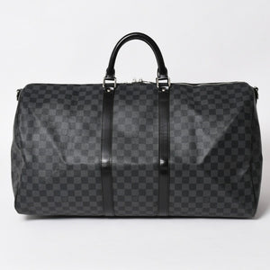 極美品 ルイヴィトン LOUIS VUITTON キーポル バンドリエール 55 ボストンバッグ ダミエ グラフィット ブラック N41413 中古 4a003365