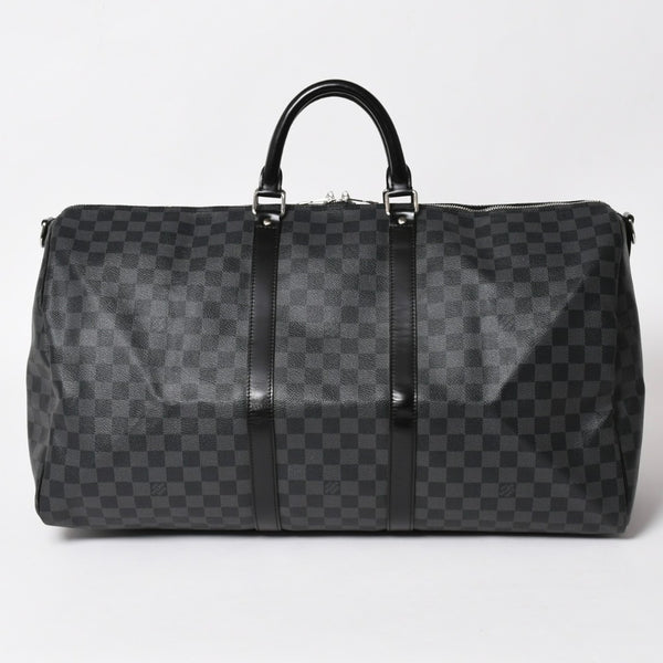 極美品 ルイヴィトン LOUIS VUITTON キーポル バンドリエール 55 ボストンバッグ ダミエ グラフィット ブラック N41413 中古 4a003365