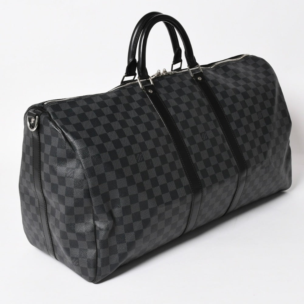 極美品 ルイヴィトン LOUIS VUITTON キーポル バンドリエール 55 ボストンバッグ ダミエ グラフィット ブラック N41413 中古 4a003365