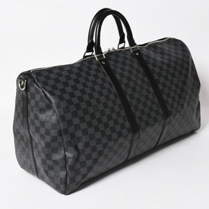 極美品 ルイヴィトン LOUIS VUITTON キーポル バンドリエール 55 ボストンバッグ ダミエ グラフィット ブラック N41413 中古 4a003365