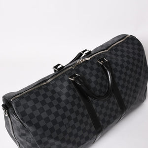 極美品 ルイヴィトン LOUIS VUITTON キーポル バンドリエール 55 ボストンバッグ ダミエ グラフィット ブラック N41413 中古 4a003365