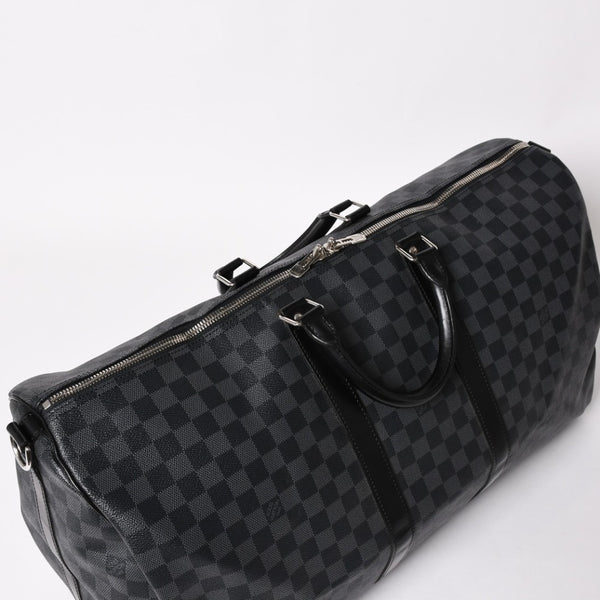 極美品 ルイヴィトン LOUIS VUITTON キーポル バンドリエール 55 ボストンバッグ ダミエ グラフィット ブラック N41413 中古 4a003365
