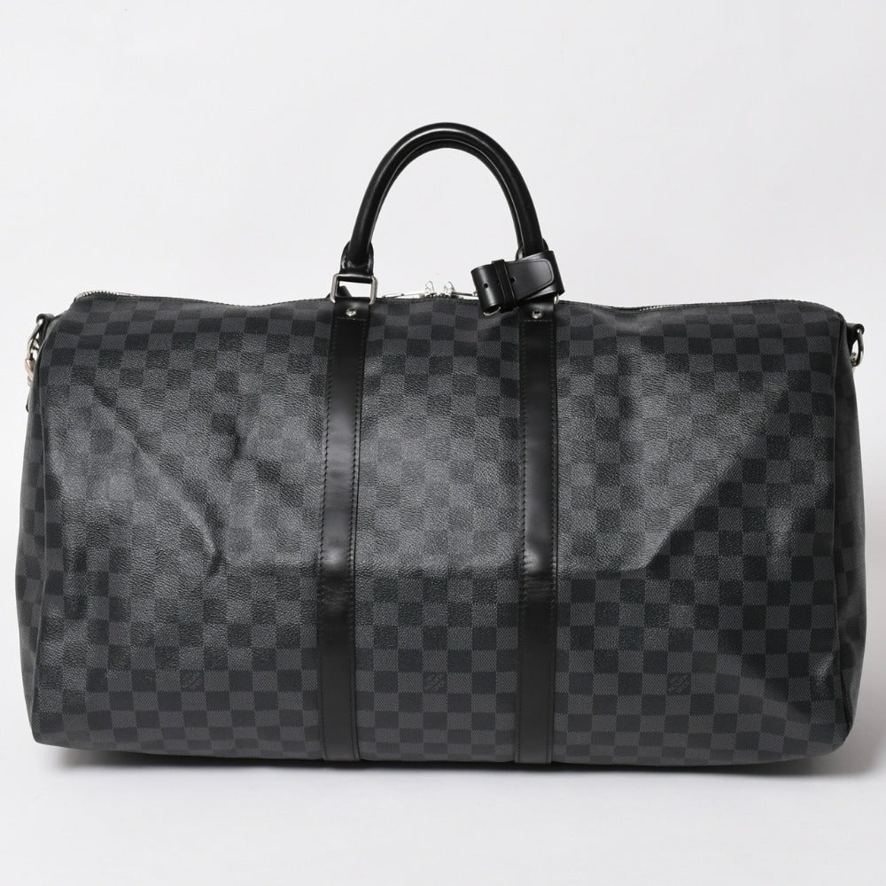 極美品 ルイヴィトン LOUIS VUITTON キーポル バンドリエール 55 ボストンバッグ ダミエ グラフィット ブラック N41413 中古 4a003288