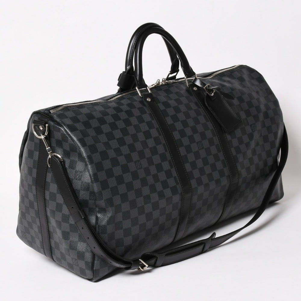 極美品 ルイヴィトン LOUIS VUITTON キーポル バンドリエール 55 ボストンバッグ ダミエ グラフィット ブラック N41413 中古 4a003288