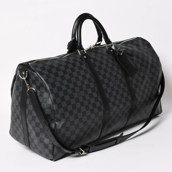 Very Good LOUIS VUITTON Keepall Bandouliere 55 Boston Bag Damier Graphite Black N41413 Used 4a003288