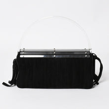 画像をギャラリービューアに読み込む, 極美品 SAINT LAURENT サンローラン リヴゴーシュ スウェードクラッチバッグ ハンドバッグ ブラック シルバー金具 フラップ 中古 4a003038