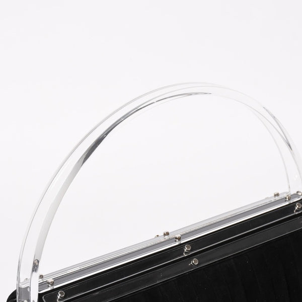 極美品 SAINT LAURENT サンローラン リヴゴーシュ スウェードクラッチバッグ ハンドバッグ ブラック シルバー金具 フラップ 中古 4a003038