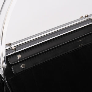 極美品 SAINT LAURENT サンローラン リヴゴーシュ スウェードクラッチバッグ ハンドバッグ ブラック シルバー金具 フラップ 中古 4a003038