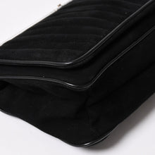画像をギャラリービューアに読み込む, 極美品 SAINT LAURENT サンローラン リヴゴーシュ スウェードクラッチバッグ ハンドバッグ ブラック シルバー金具 フラップ 中古 4a003038