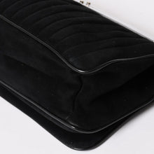 画像をギャラリービューアに読み込む, 極美品 SAINT LAURENT サンローラン リヴゴーシュ スウェードクラッチバッグ ハンドバッグ ブラック シルバー金具 フラップ 中古 4a003038