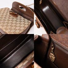 Load image into Gallery viewer, GUCCI グッチ バンブーハンドバッグ オールドグッチ ショルダーバッグ GGキャンバス バンブー ブラウン ベージュ ターンロック 美品 中古 4a003328