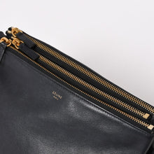 画像をギャラリービューアに読み込む, 極美品 CELINE セリーヌ トリオ ショルダーバッグ クラッチバッグ ブラック レザー ゴールド金具 中古 4a002911