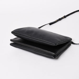 極美品 CELINE セリーヌ トリオ ショルダーバッグ クラッチバッグ ブラック レザー ゴールド金具 中古 4a002911