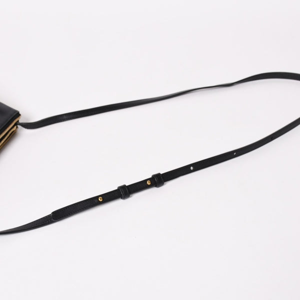 極美品 CELINE セリーヌ トリオ ショルダーバッグ クラッチバッグ ブラック レザー ゴールド金具 中古 4a002911
