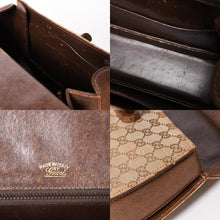 Load image into Gallery viewer, GUCCI グッチ バンブーハンドバッグ オールドグッチ ショルダーバッグ GGキャンバス バンブー ブラウン ベージュ ターンロック 美品 中古 4a003328