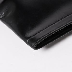 HERMES エルメス ジジェGM クラッチバック ハンドバッグ ボックスカーフ カーフレザー ブラック ホワイトステッチ V F310 美品 中古 4a003023