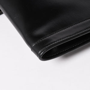 HERMES エルメス ジジェGM クラッチバック ハンドバッグ ボックスカーフ カーフレザー ブラック ホワイトステッチ V F310 美品 中古 4a003023