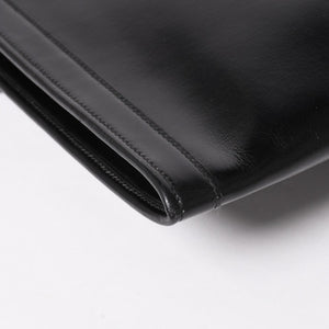 HERMES エルメス ジジェGM クラッチバック ハンドバッグ ボックスカーフ カーフレザー ブラック ホワイトステッチ V F310 美品 中古 4a003023