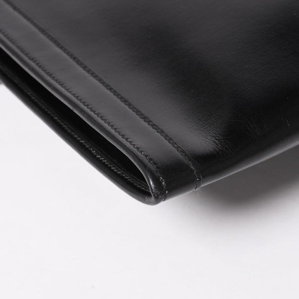 HERMES エルメス ジジェGM クラッチバック ハンドバッグ ボックスカーフ カーフレザー ブラック ホワイトステッチ V F310 美品 中古 4a003023