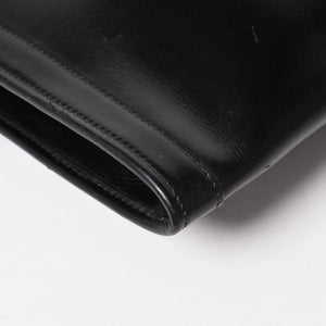 HERMES エルメス ジジェGM クラッチバック ハンドバッグ ボックスカーフ カーフレザー ブラック ホワイトステッチ V F310 美品 中古 4a003023