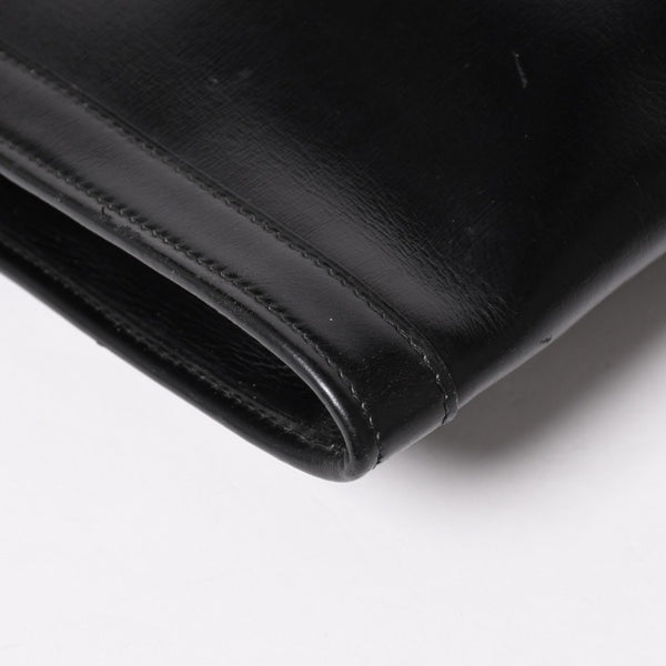 HERMES エルメス ジジェGM クラッチバック ハンドバッグ ボックスカーフ カーフレザー ブラック ホワイトステッチ V F310 美品 中古 4a003023