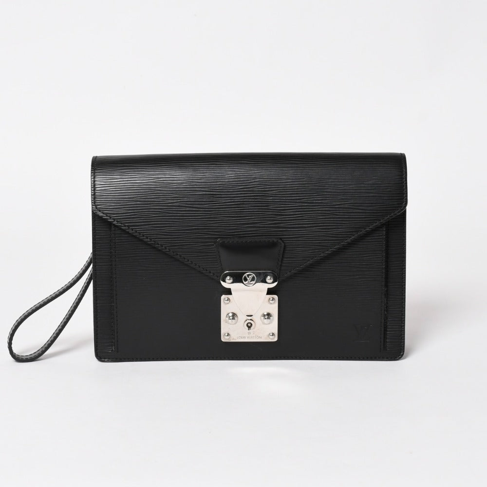 Very Good Condition LOUIS VUITTON Epi Bag Black Epi Leather Pochette Serie Second Bag Silver Hardware Used 4a003011