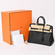画像をギャラリービューアに読み込む, 極美品 HERMES エルメス バーキン25 ハンドバッグ トゴ Y刻印 ブラック ゴールド RG金具 中古 4a003284