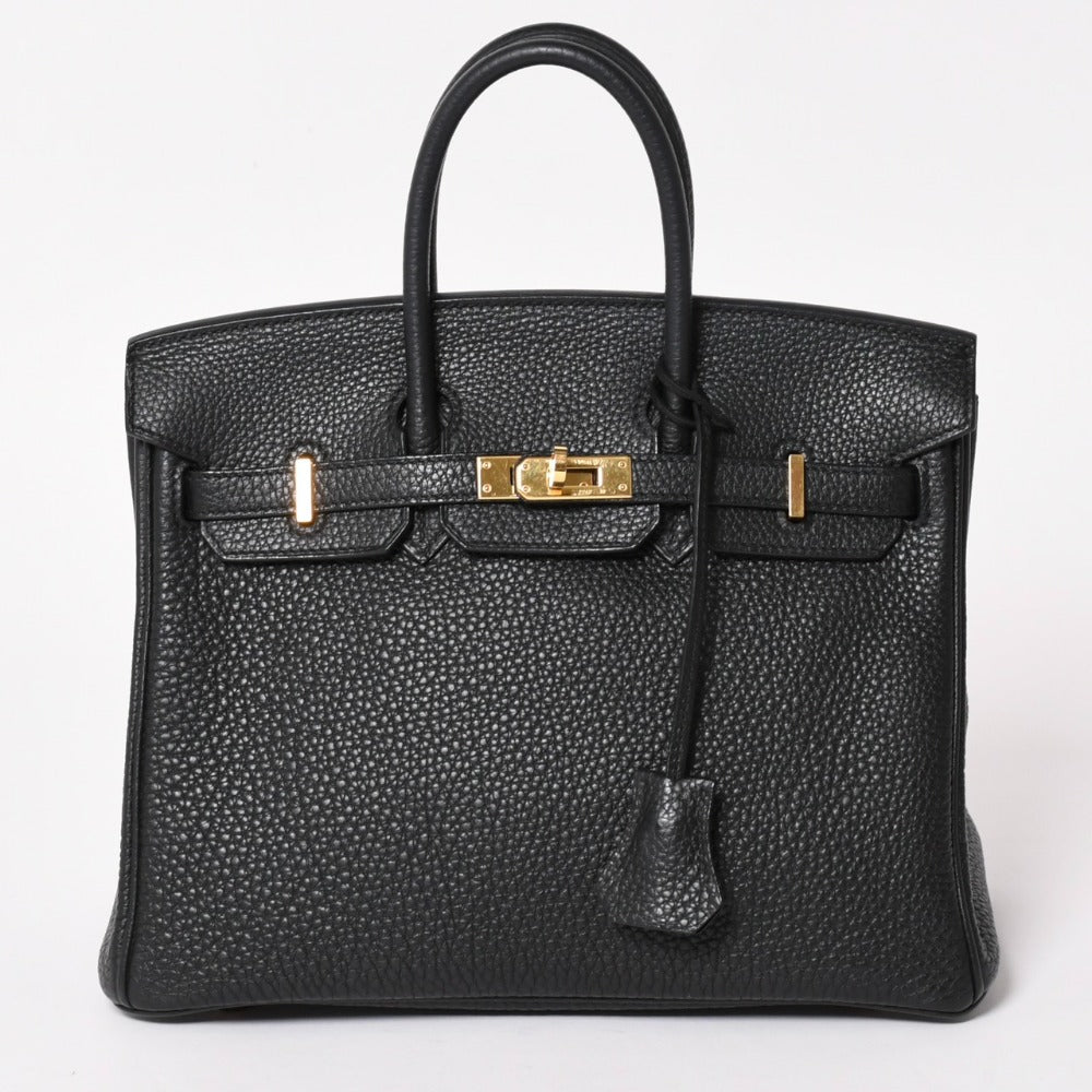 極美品 HERMES エルメス バーキン25 ハンドバッグ トゴ Y刻印 ブラック ゴールド RG金具 中古 4a003284