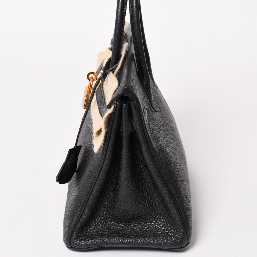 極美品 HERMES エルメス バーキン25 ハンドバッグ トゴ Y刻印 ブラック ゴールド RG金具 中古 4a003284