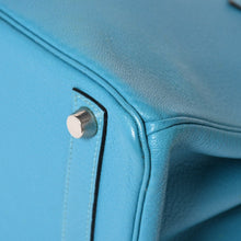 Load image into Gallery viewer, 極美品 HERMES エルメス ハンドバッグ □I刻印 バーキン25 シェーブル ターコイズ シルバー金具 中古 4a003290