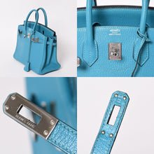 Load image into Gallery viewer, 極美品 HERMES エルメス ハンドバッグ □I刻印 バーキン25 シェーブル ターコイズ シルバー金具 中古 4a003290