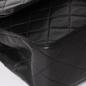 極美品 CHANEL シャネル マトラッセ25 Wフラップ Wチェーンショルダーバッグ A01112 2番台 ラムスキン ココマーク ブラック 中古 4a003285