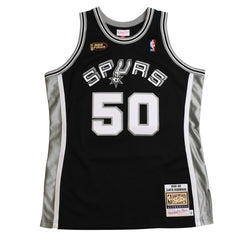 新品同様品 Mitchell&Ness ミッチェルアンドネス サンアントニオスパーズ デビッドロビンソン 1998-99 ハードウッドクラシックス オーセンティックジャージ サイズL グレー ブラック 中古 4a002299