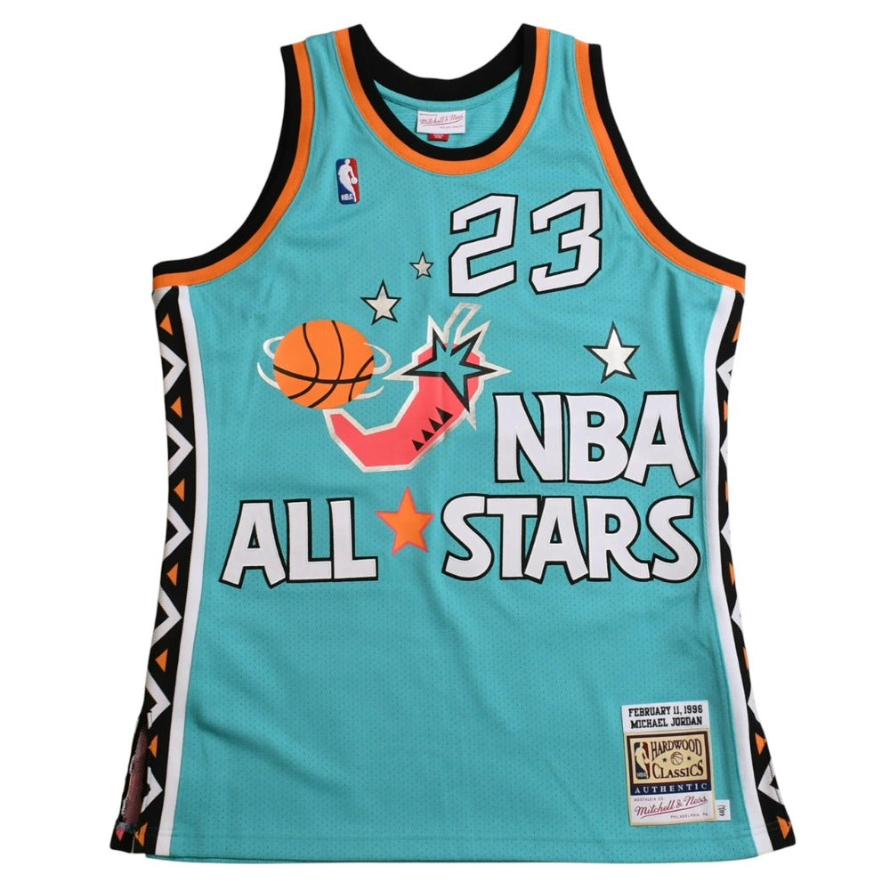 新品同様 Mitchell&Ness ミッチェルアンドネス 1996オールスターゲーム マイケルジョーダン イースタンカンファレンスオーセンティックユニフォーム サイズL アクアブルー オレンジ ホワイト 中古 4a002298