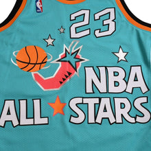 Load image into Gallery viewer, 新品同様 Mitchell&amp;Ness ミッチェルアンドネス 1996オールスターゲーム マイケルジョーダン イースタンカンファレンスオーセンティックユニフォーム サイズL アクアブルー オレンジ ホワイト 中古 4a002298
