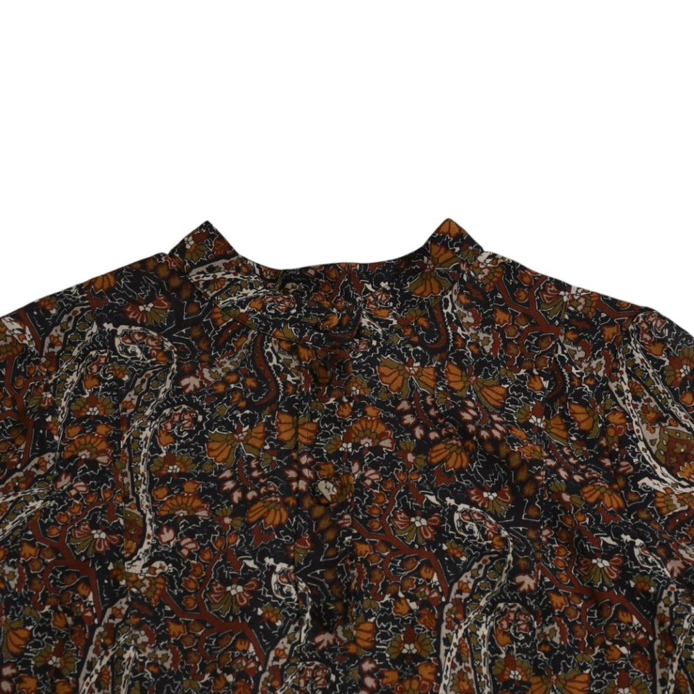 Very Good Condition SAINT LAURENT PARIS Saint Laurent Paris Dress Botanical Pattern 373936 Size 34 Rayon Ladies Used 4a002619