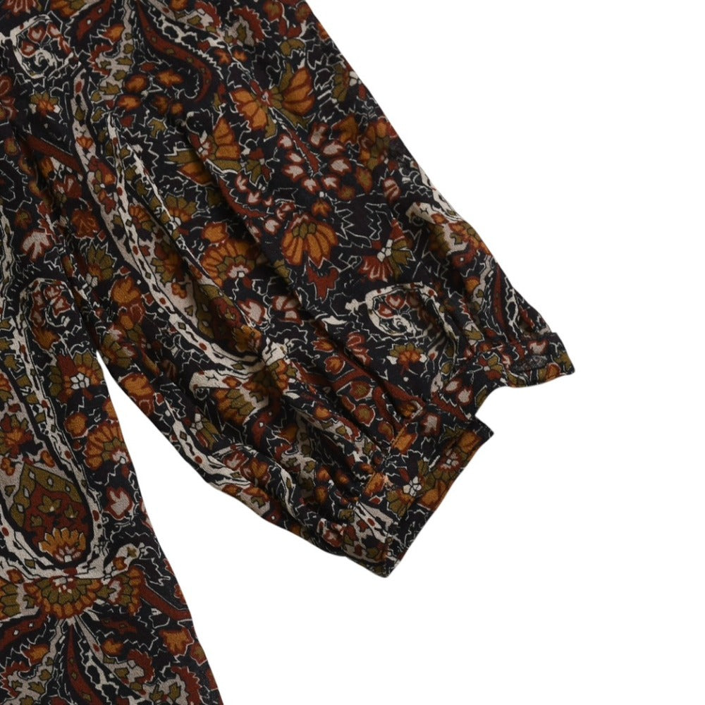 Very Good Condition SAINT LAURENT PARIS Saint Laurent Paris Dress Botanical Pattern 373936 Size 34 Rayon Ladies Used 4a002619