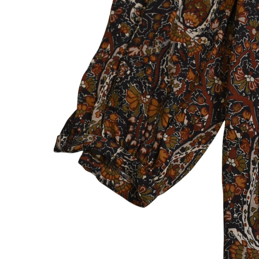 Very Good Condition SAINT LAURENT PARIS Saint Laurent Paris Dress Botanical Pattern 373936 Size 34 Rayon Ladies Used 4a002619