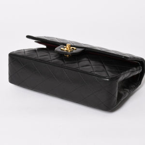 極美品 CHANEL シャネル マトラッセ25 Wフラップ Wチェーンショルダーバッグ A01112 2番台 ラムスキン ココマーク ブラック 中古 4a003285