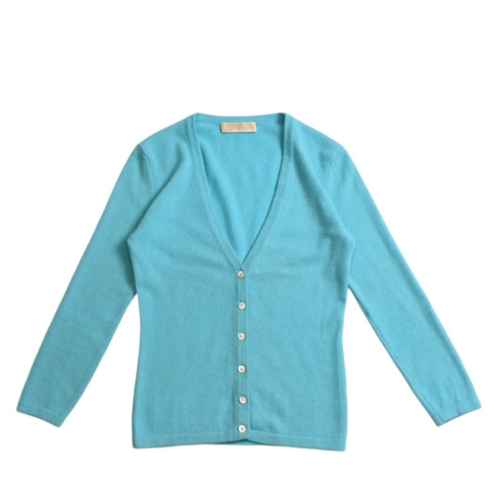 MICHAEL KORS Knit Cardigan Long Sleeve Turquoise Blue Ladies XS Good Condition Used 4a002675