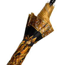 Load the image into the gallery viewer. GIANNI VERSACE ベルサーチ 長傘 バロック柄 レオパード柄 イエロー ゴールド金具 美品 中古 4a003013