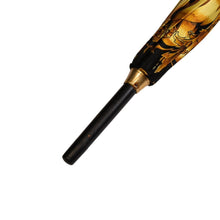 Load the image into the gallery viewer. GIANNI VERSACE ベルサーチ 長傘 バロック柄 レオパード柄 イエロー ゴールド金具 美品 中古 4a003013